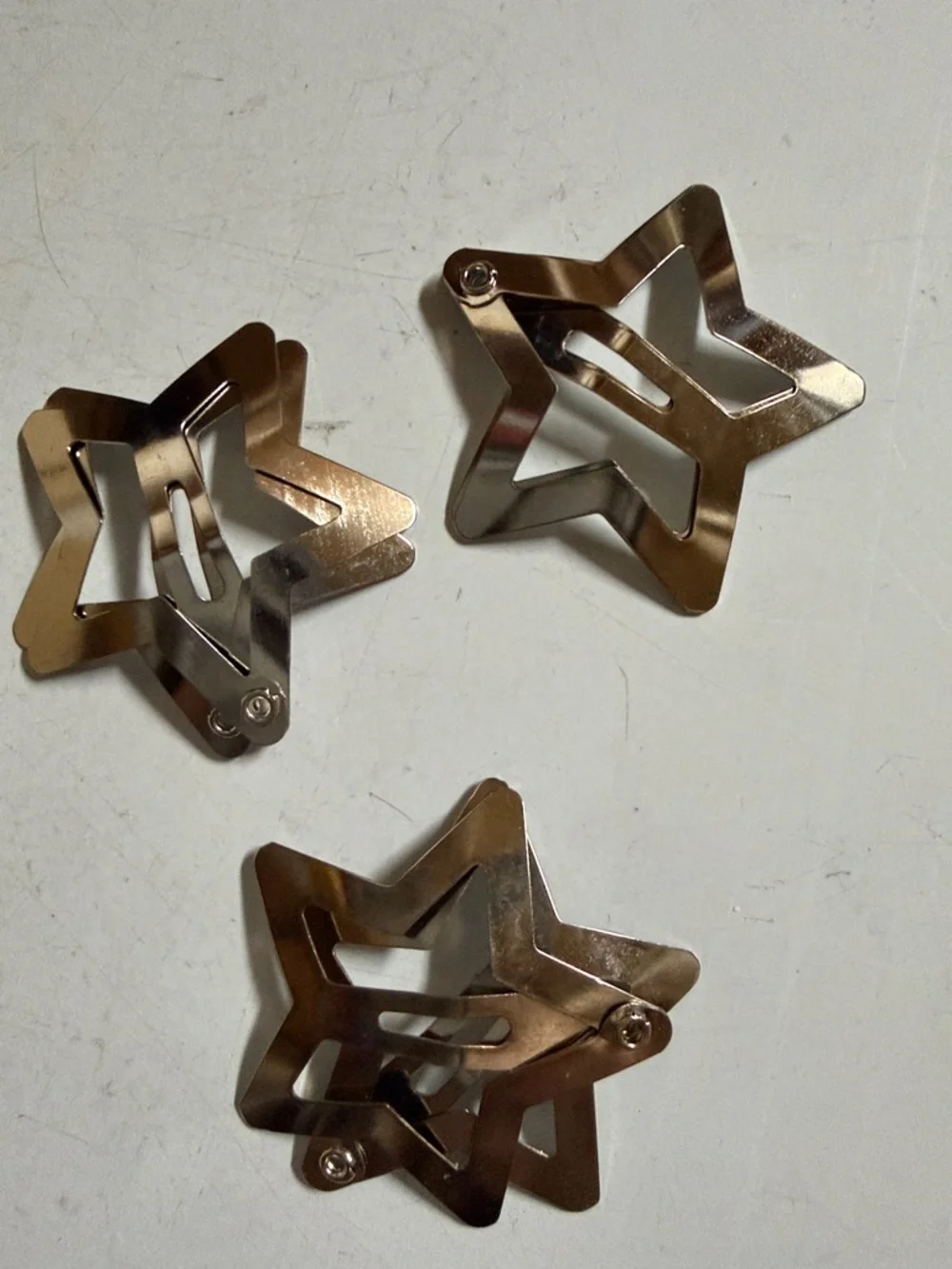 Star Shaped Metal Hair Clips - Shiny Silver